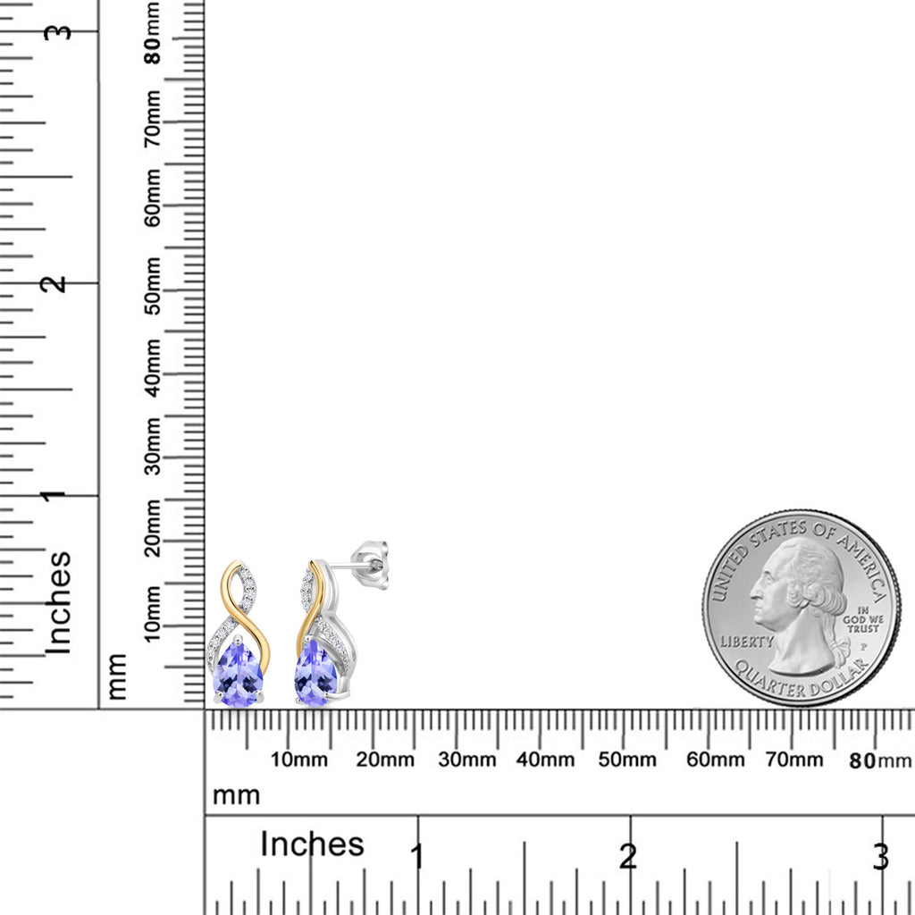 Tanzanite - December_Earrings in 925 Sterling Silver and 10K Yellow Gold
