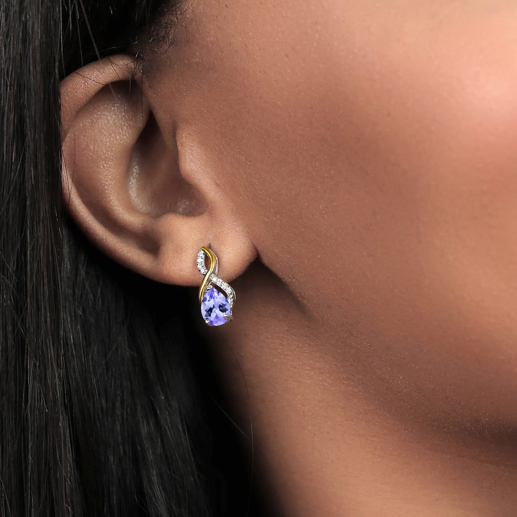 Tanzanite - December_Earrings in 925 Sterling Silver and 10K Yellow Gold
