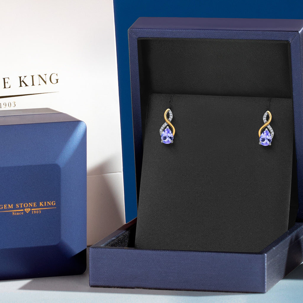 Tanzanite - December_Earrings in 925 Sterling Silver and 10K Yellow Gold