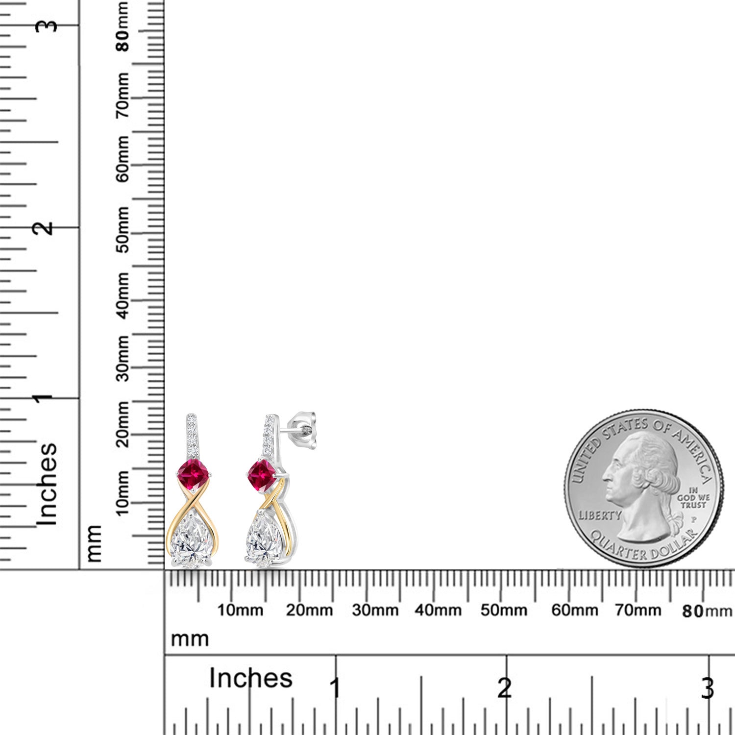 Earrings in 925 Sterling Silver and 10K Yellow Gold