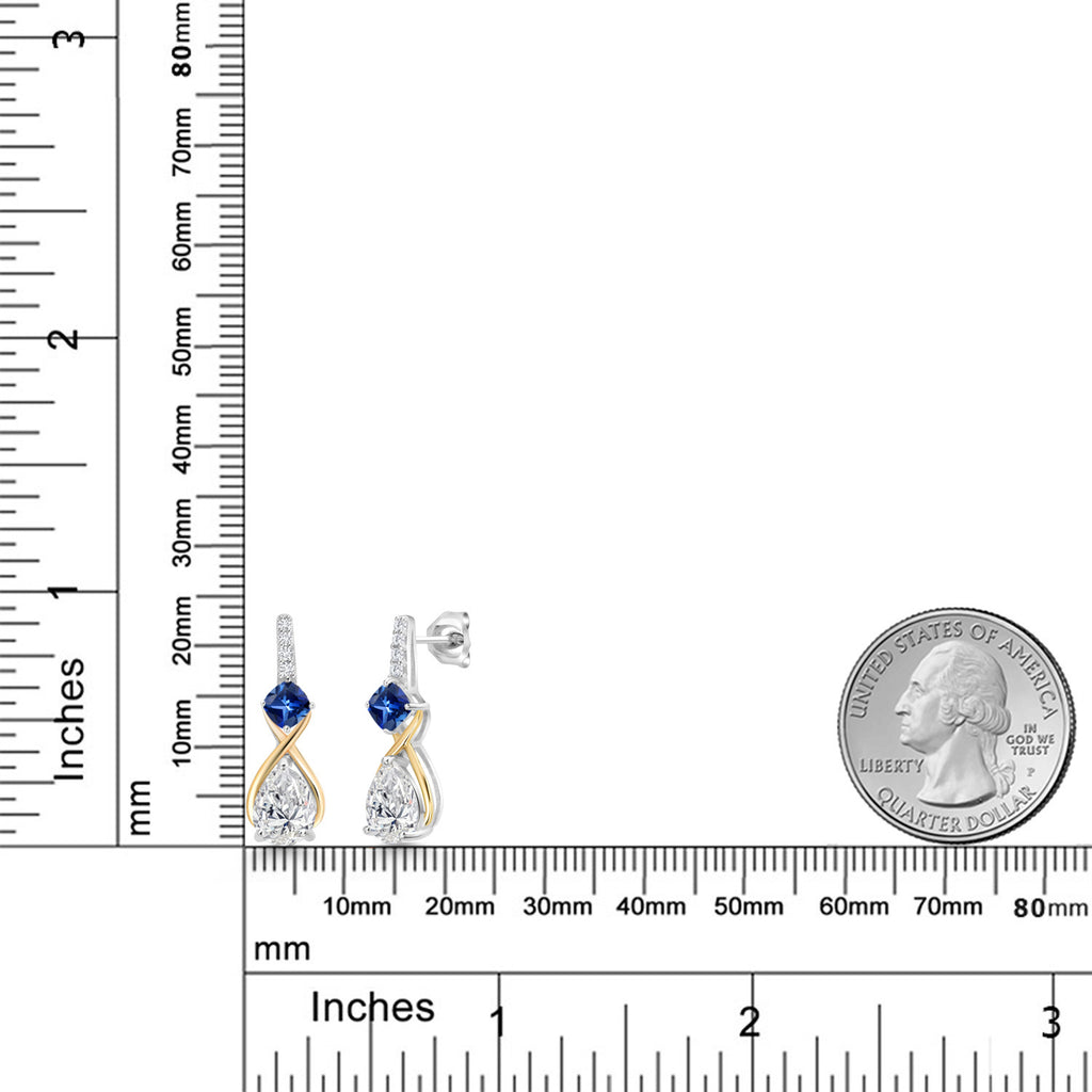 Earrings in 925 Sterling Silver and 10K Yellow Gold