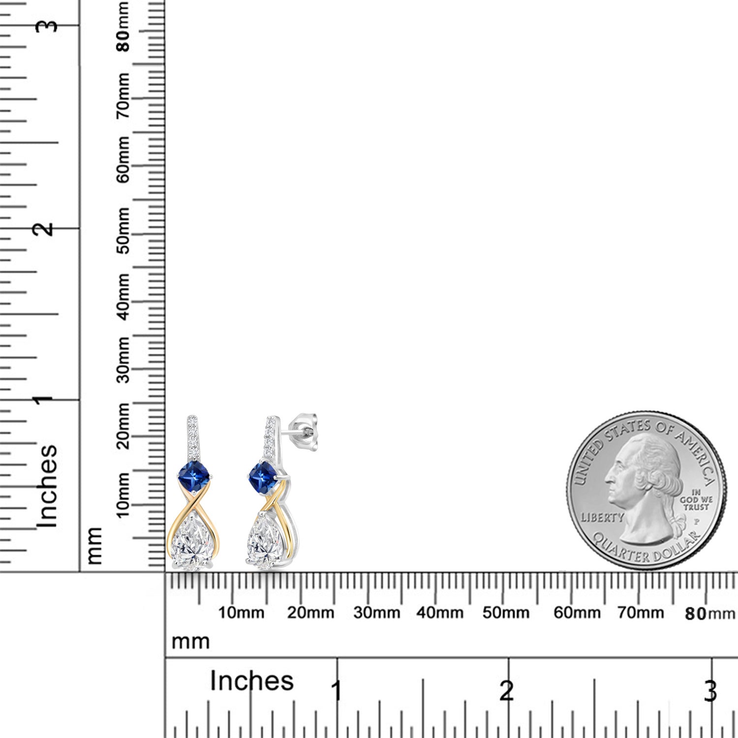 Earrings in 925 Sterling Silver and 10K Yellow Gold