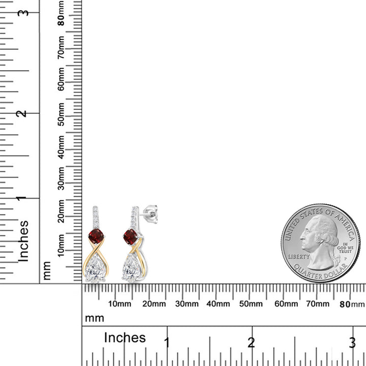 Earrings in 925 Sterling Silver and 10K Yellow Gold