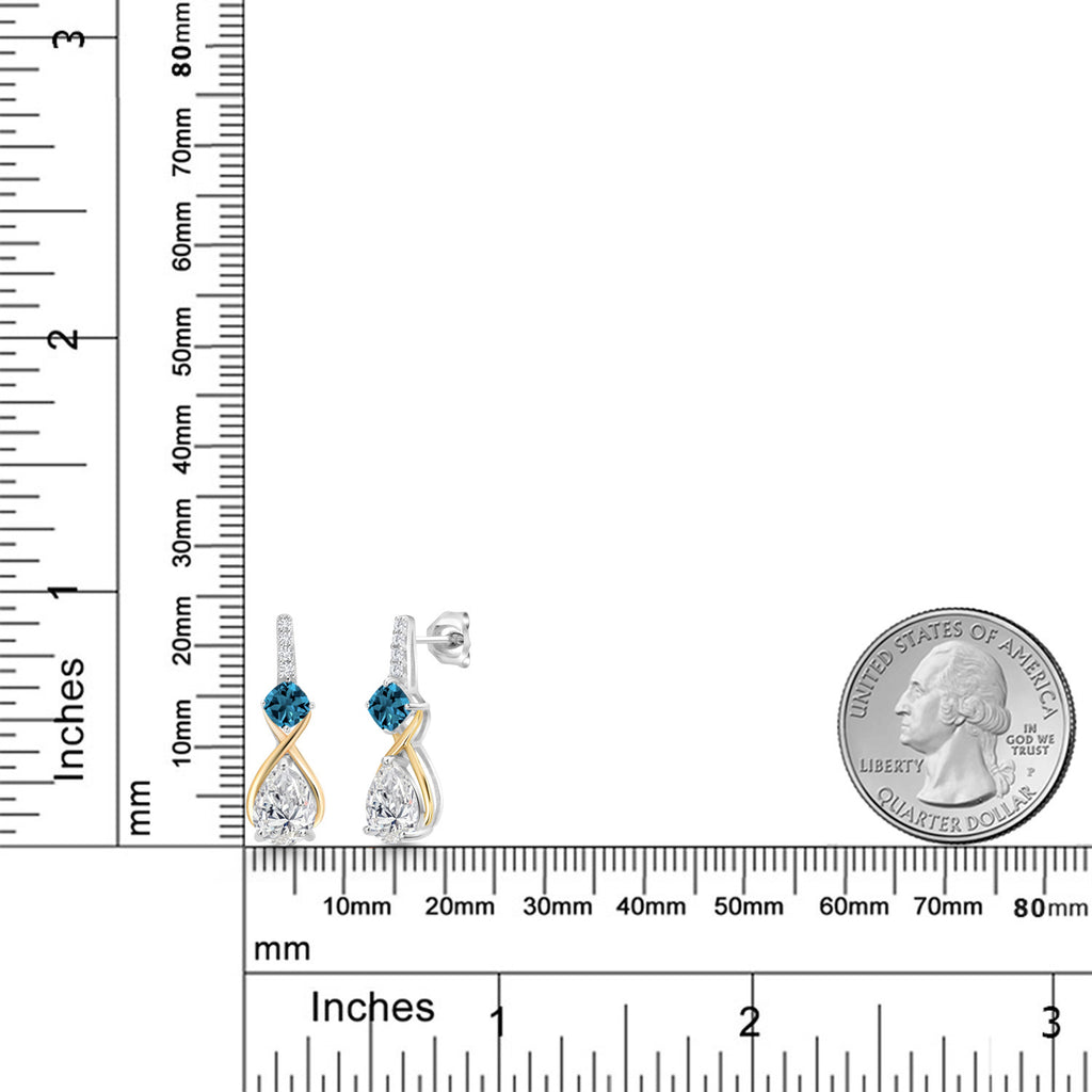 Earrings in 925 Sterling Silver and 10K Yellow Gold
