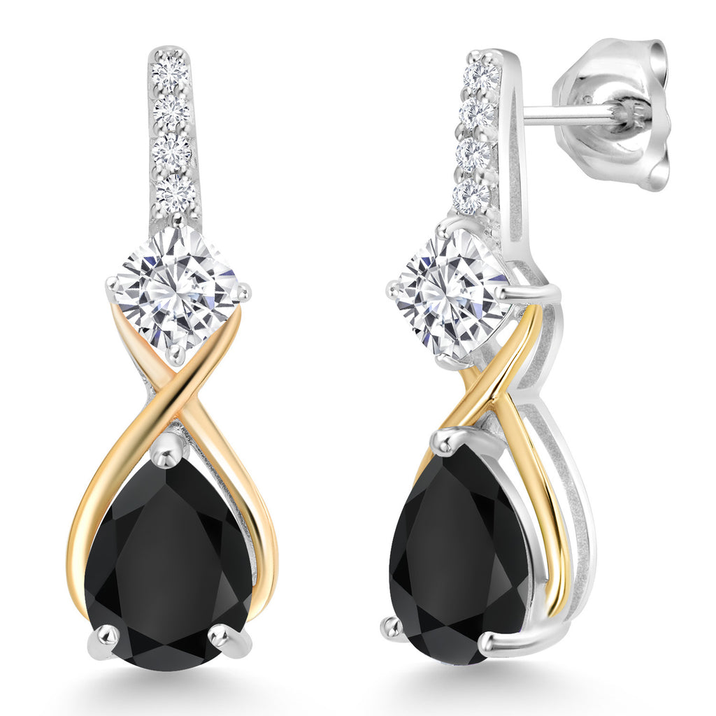Gem Stone King 2-4 Cttw Infinity Teardrop Dangle Earrings in 925 Silver 10K Yellow Gold | Gemstone Birthstone and Accent Lab Diamond Jewelry Gifts for Women