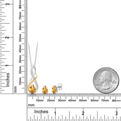 Pendant Earrings Set in 925 Sterling Silver and 10K Yellow Gold