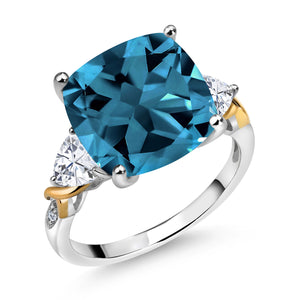 Ring in 925 Sterling Silver and 10K Yellow Gold