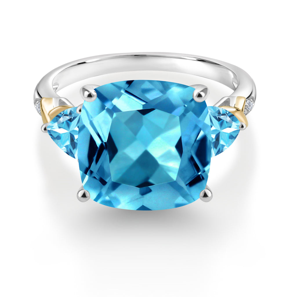 Ring in 925 Sterling Silver and 10K Yellow Gold