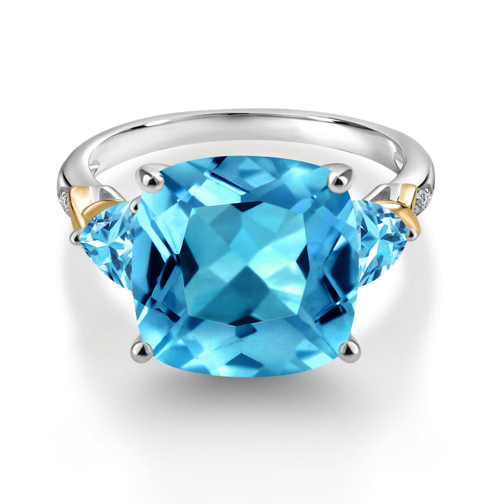 Ring in 925 Sterling Silver and 10K Yellow Gold