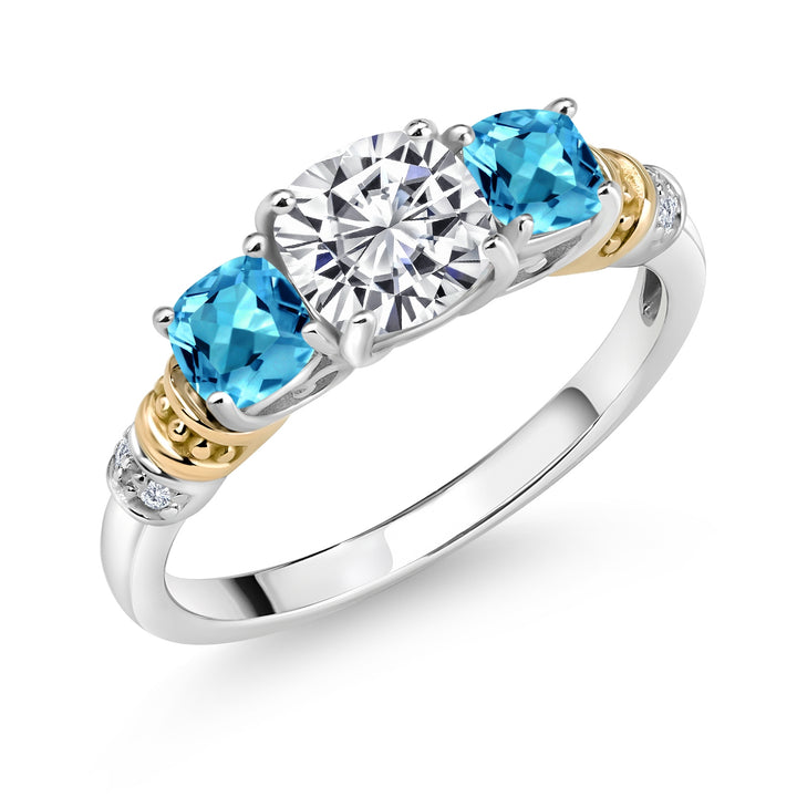 Ring in 925 Sterling Silver and 10K Yellow Gold