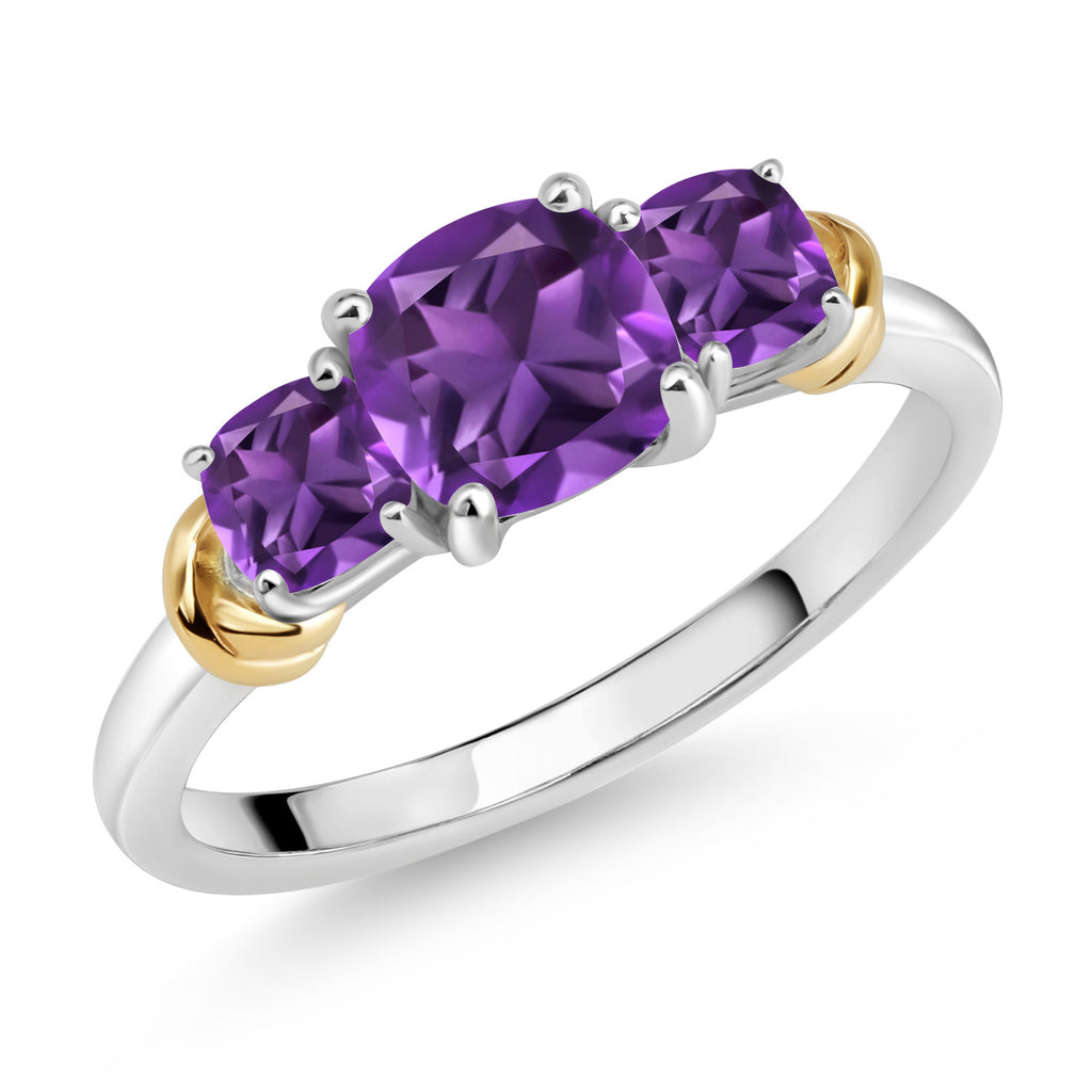 Amethyst - February_7_Ring in 925 Sterling Silver and 10K Yellow Gold
