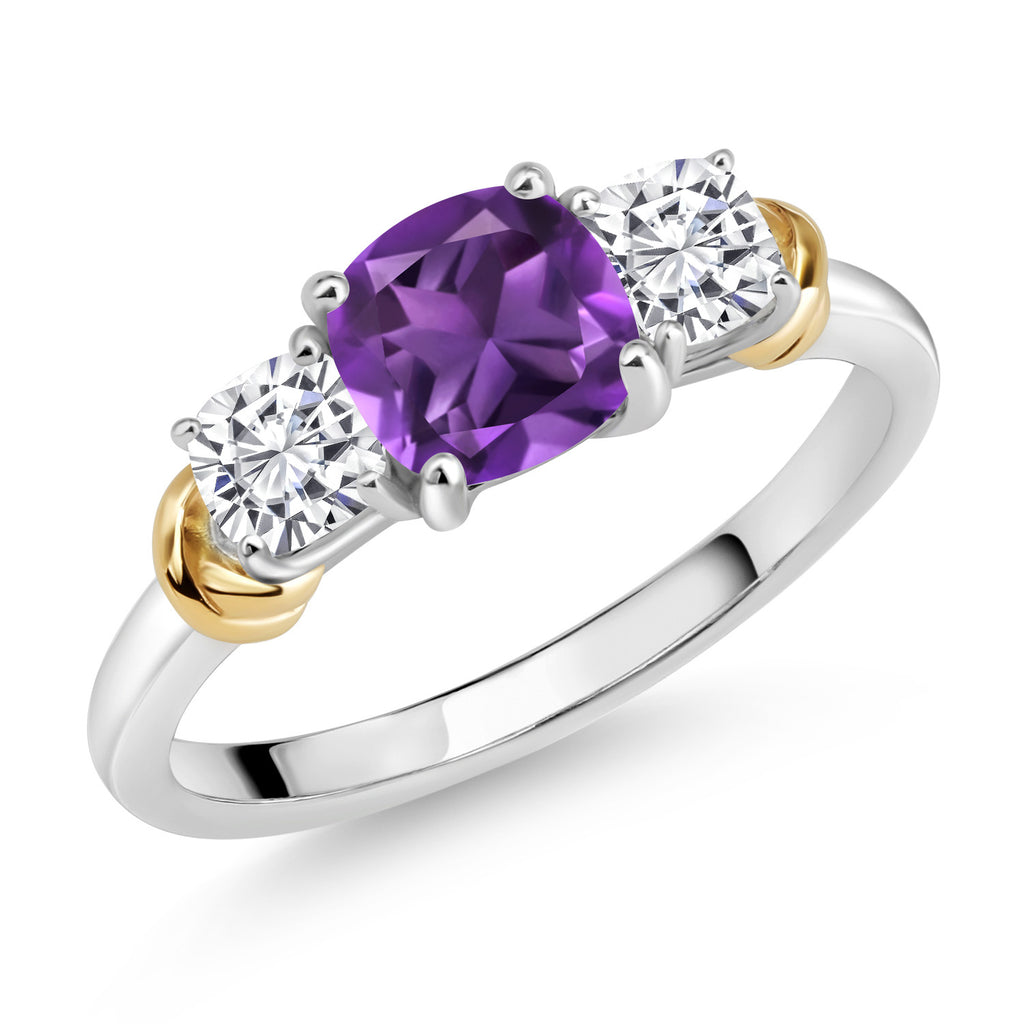 Amethyst - February_8_Ring in 925 Sterling Silver and 10K Yellow Gold