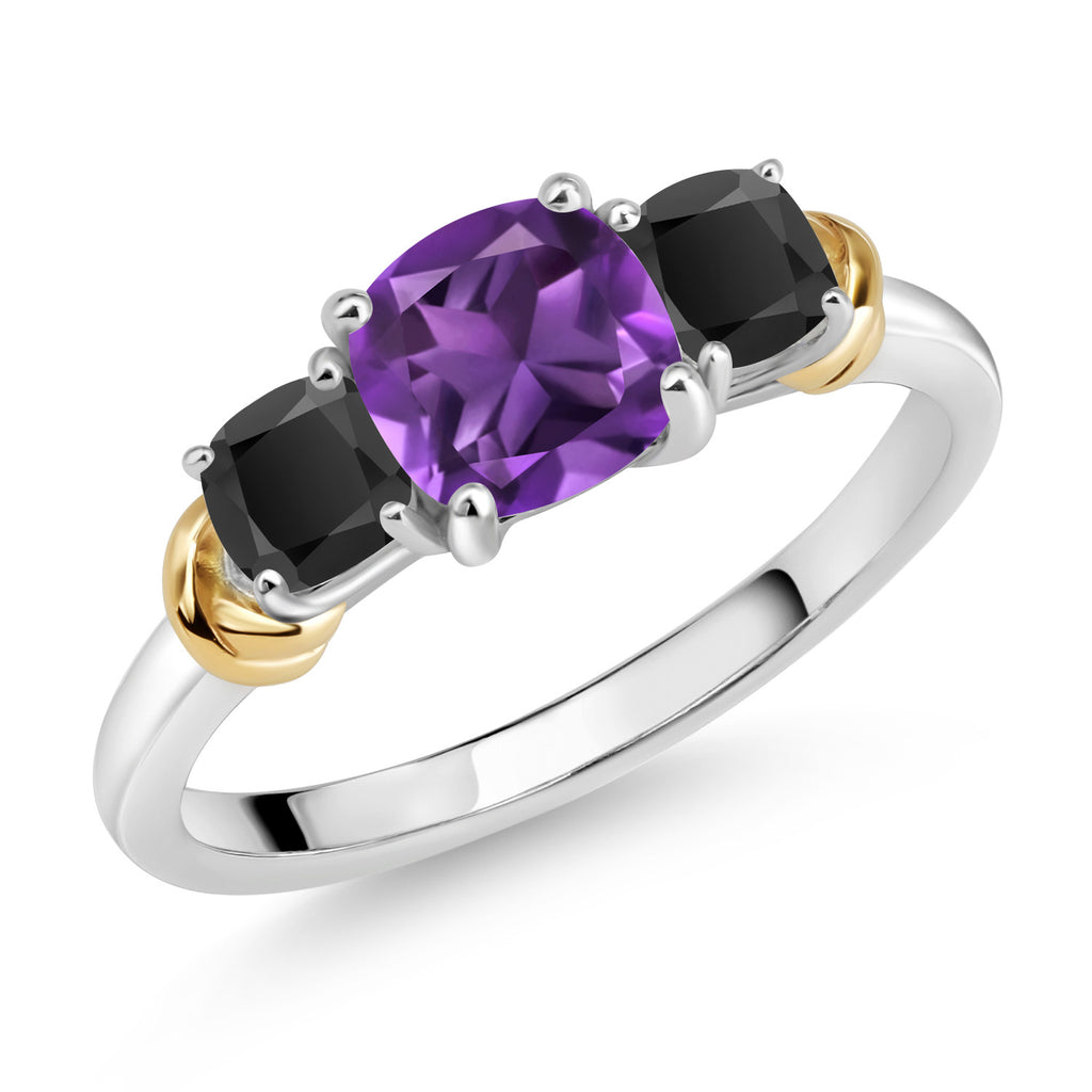 Amethyst - February_9_Ring in 925 Sterling Silver and 10K Yellow Gold