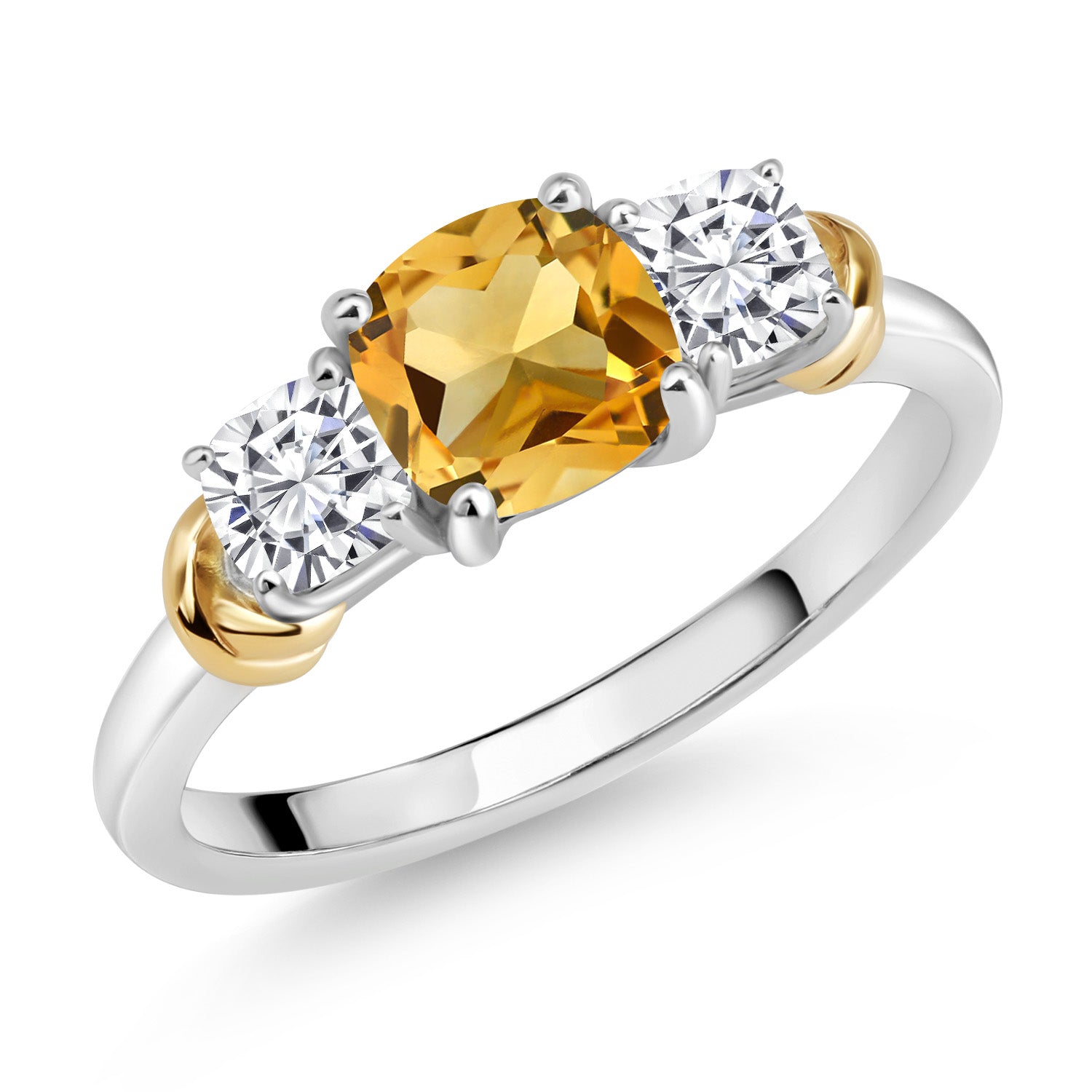 Citrine - November_8_Ring in 925 Sterling Silver and 10K Yellow Gold