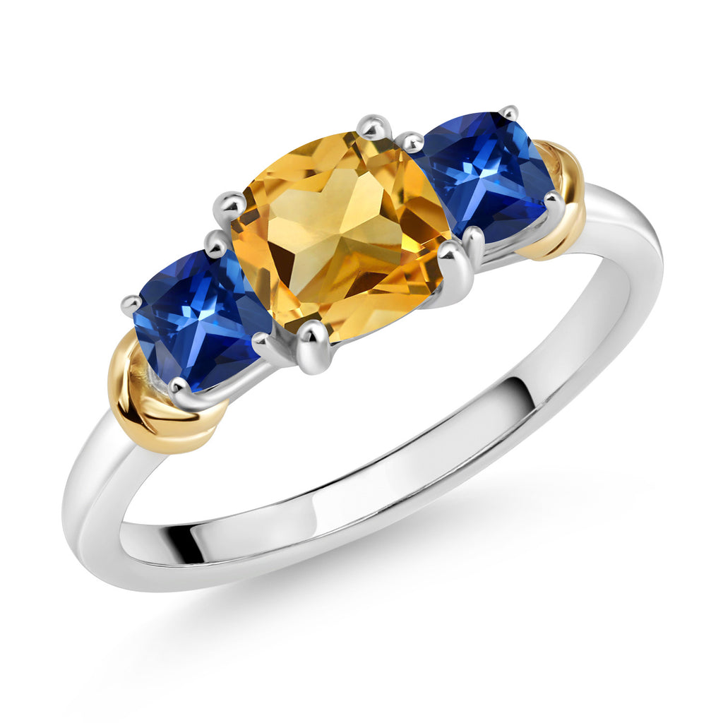 Citrine - November_8_Ring in 925 Sterling Silver and 10K Yellow Gold
