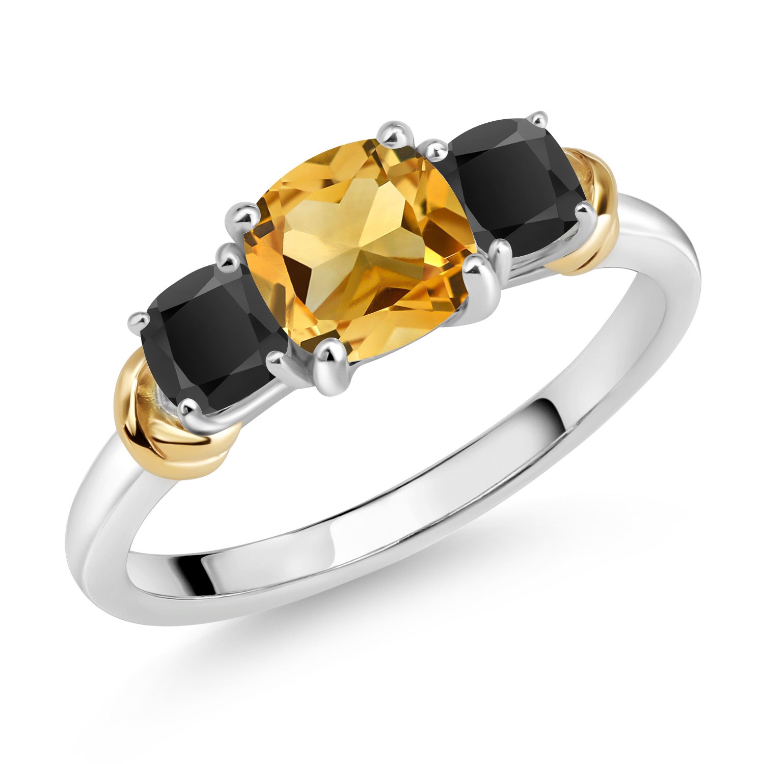 Citrine - November_8_Ring in 925 Sterling Silver and 10K Yellow Gold