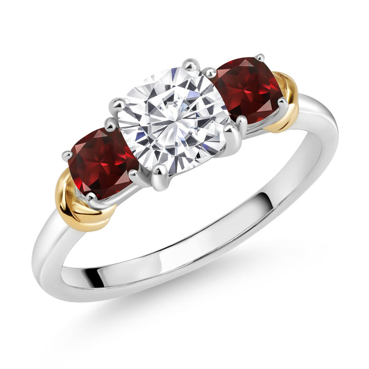 Garnet - January_5_Ring in 925 Sterling Silver and 10K Yellow Gold