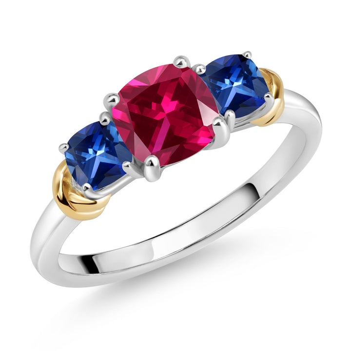 Created Ruby - July_5_Ring in 925 Sterling Silver and 10K Yellow Gold