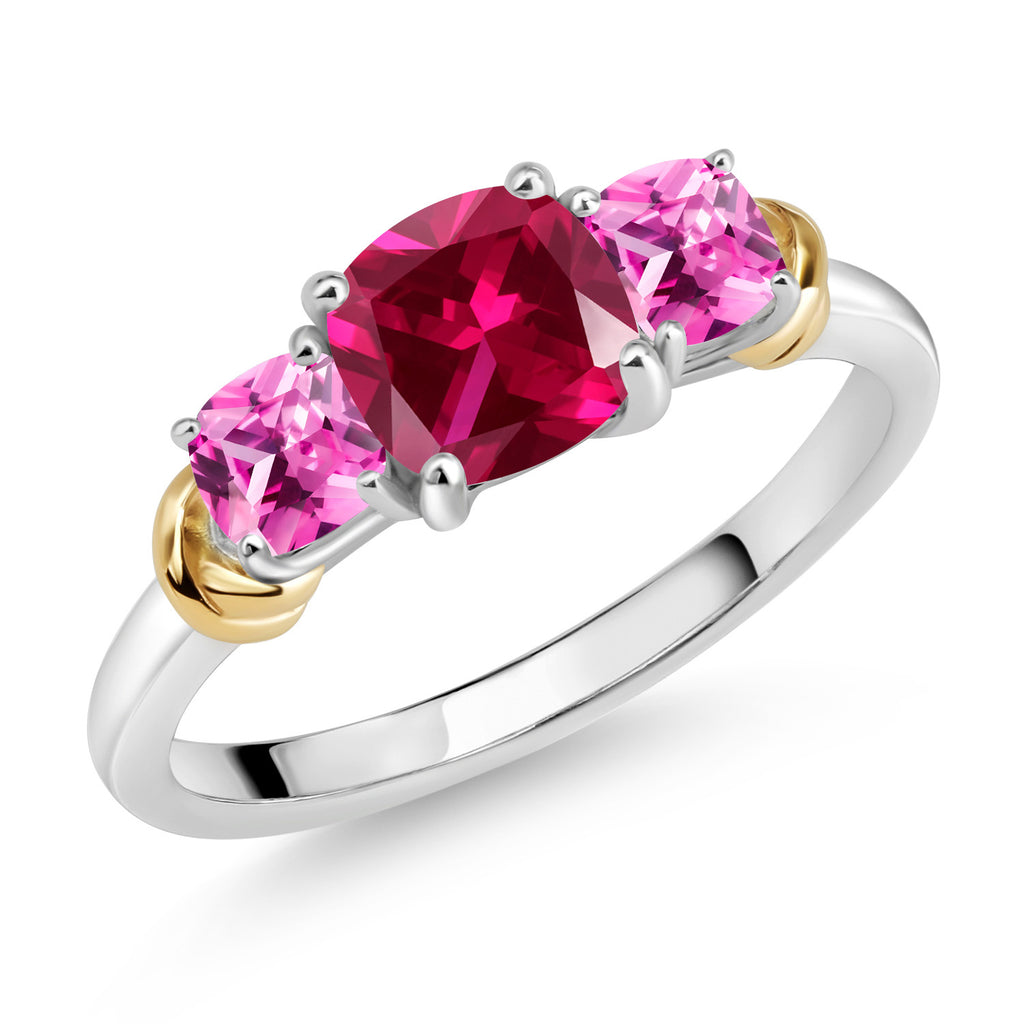 Created Ruby - July_9_Ring in 925 Sterling Silver and 10K Yellow Gold