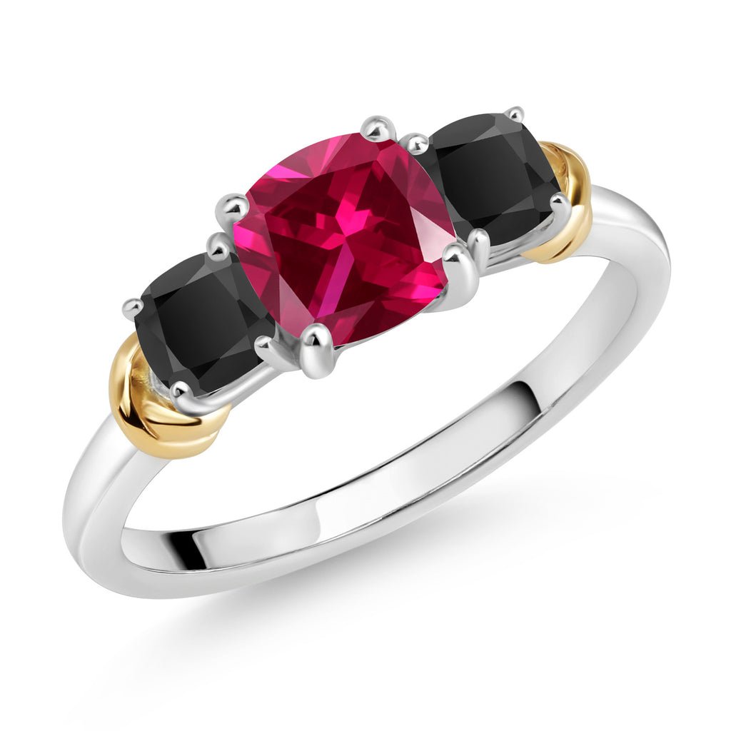 Created Ruby - July_6_Ring in 925 Sterling Silver and 10K Yellow Gold
