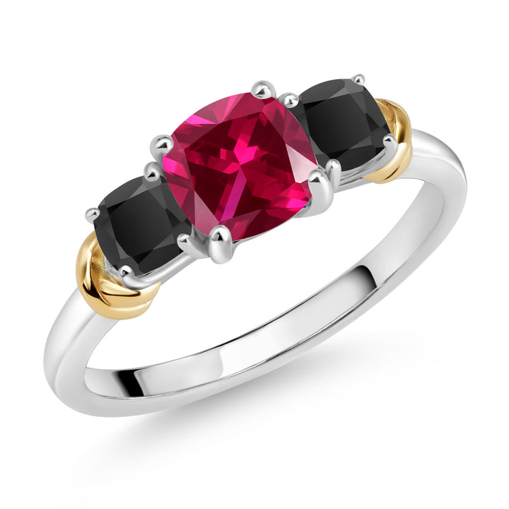 Created Ruby - July_6_Ring in 925 Sterling Silver and 10K Yellow Gold