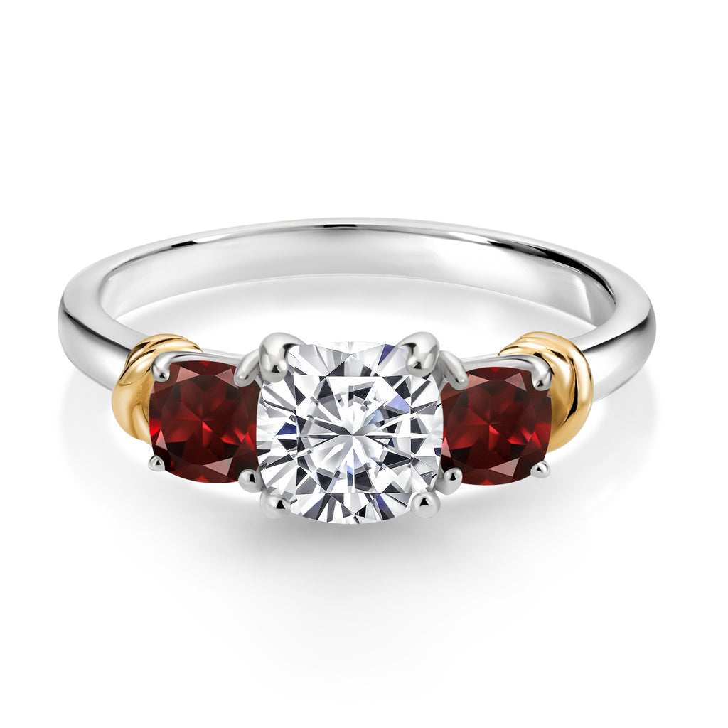 Lab Grown Diamond and Garnet_7_Ring in 925 Sterling Silver and 10K Yellow Gold