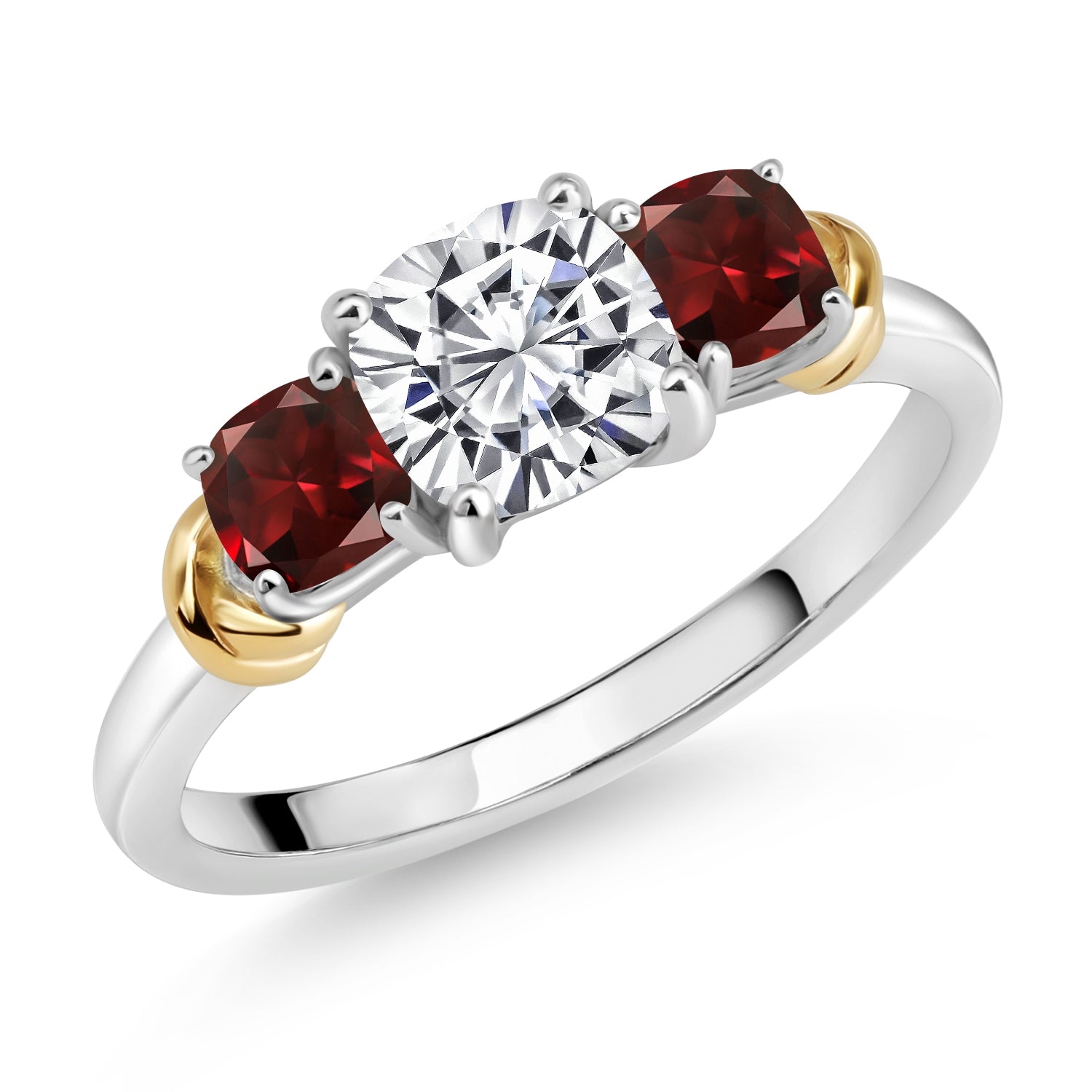 Lab Grown Diamond and Garnet_7_Ring in 925 Sterling Silver and 10K Yellow Gold