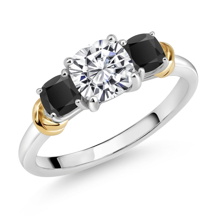 White Lab Grown Diamond - April_9_Ring in 925 Sterling Silver and 10K Yellow Gold