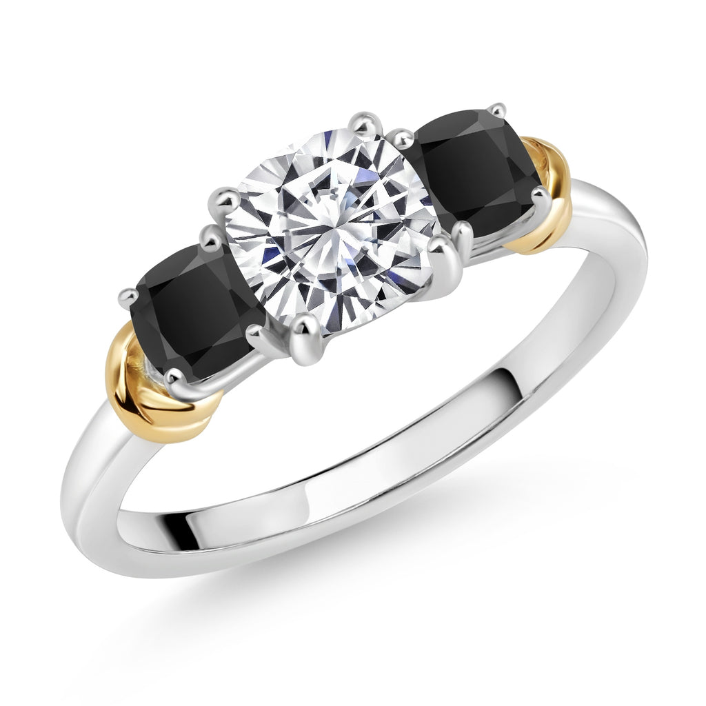 White Lab Grown Diamond - April_6_Ring in 925 Sterling Silver and 10K Yellow Gold