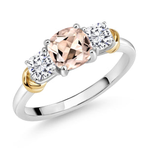Morganite - October_5_Ring in 925 Sterling Silver and 10K Yellow Gold