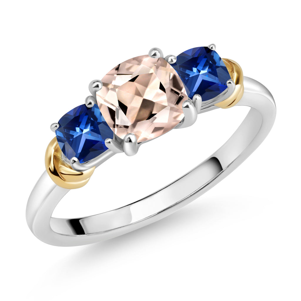 Morganite - October_7_Ring in 925 Sterling Silver and 10K Yellow Gold