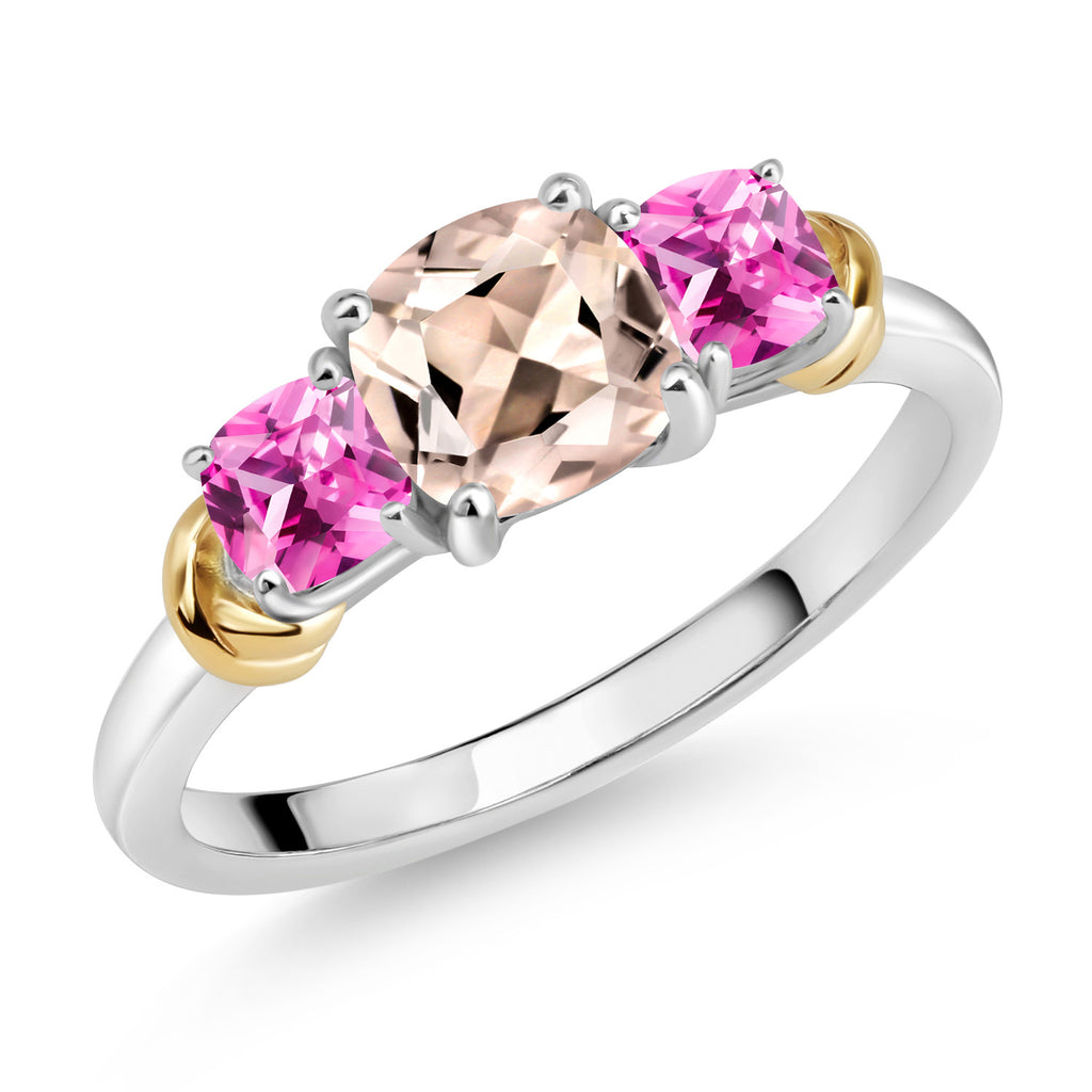 Morganite - October_5_Ring in 925 Sterling Silver and 10K Yellow Gold