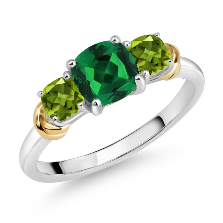 Nano Emerald - Peridot_5_Ring in 925 Sterling Silver and 10K Yellow Gold