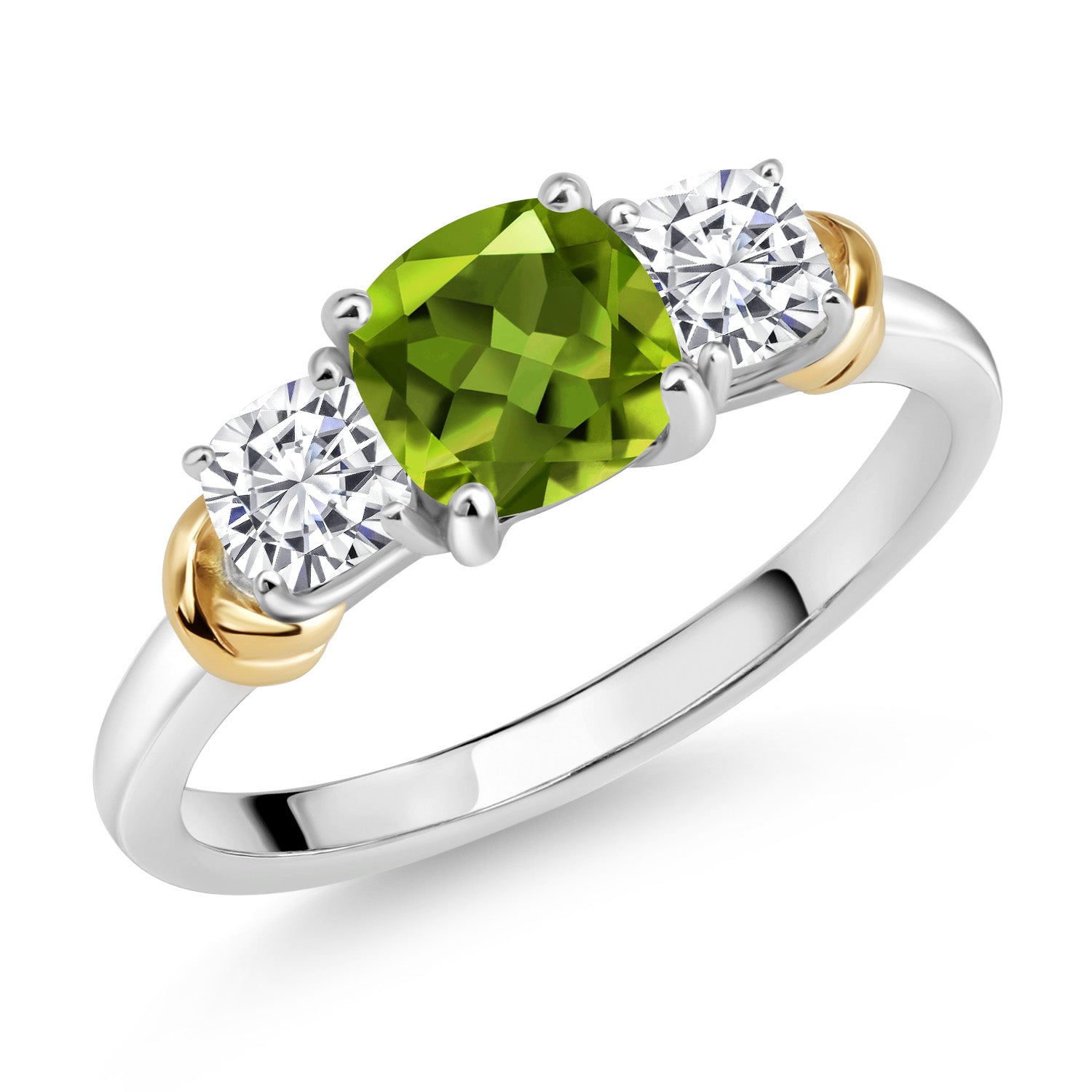 Peridot - August_8_Ring in 925 Sterling Silver and 10K Yellow Gold