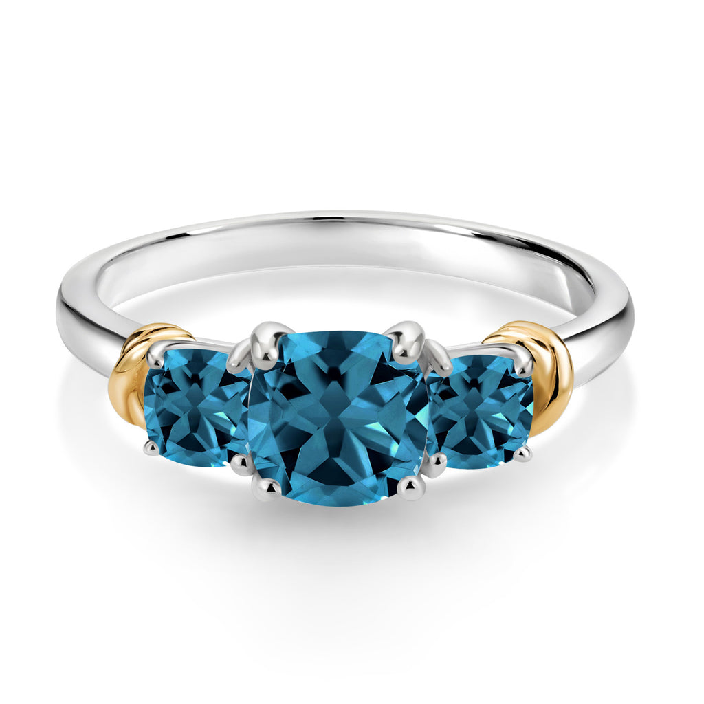Topaz_7_Ring in 925 Sterling Silver and 10K Yellow Gold