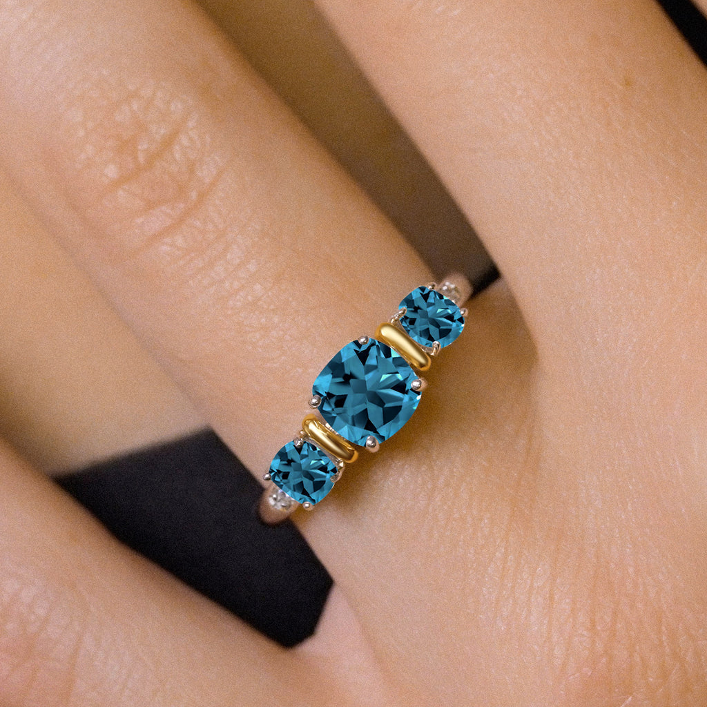 Topaz_7_Ring in 925 Sterling Silver and 10K Yellow Gold