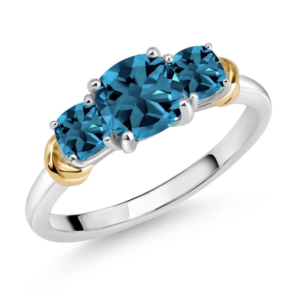 London Blue Topaz - November_5_Ring in 925 Sterling Silver and 10K Yellow Gold