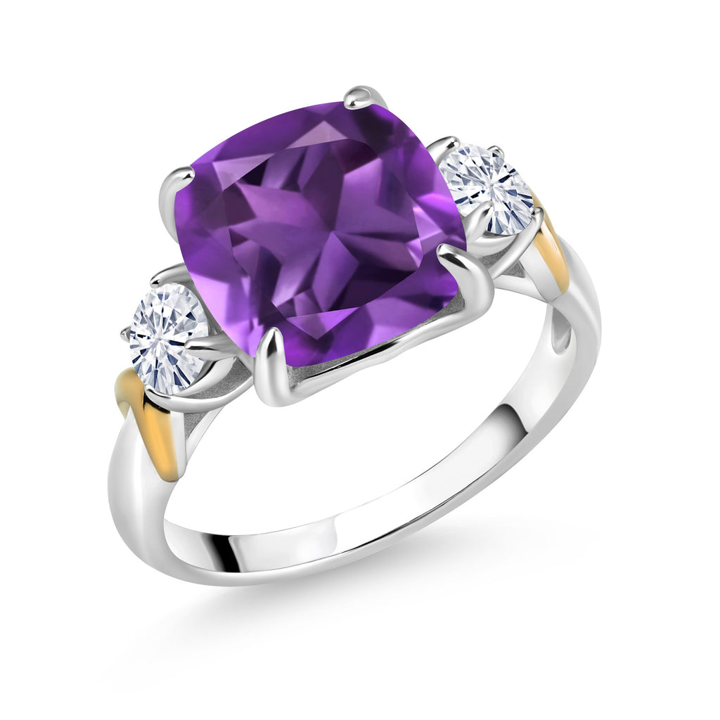 Amethyst - February_8_Ring in 925 Sterling Silver and 10K Yellow Gold