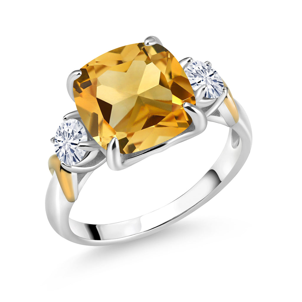 Citrine - November_8_Ring in 925 Sterling Silver and 10K Yellow Gold