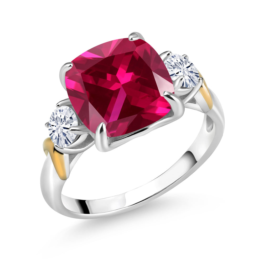 Created Ruby - July_7_Ring in 925 Sterling Silver and 10K Yellow Gold