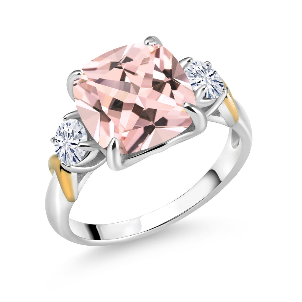 Nano Morganite - October_8_Ring in 925 Sterling Silver and 10K Yellow Gold