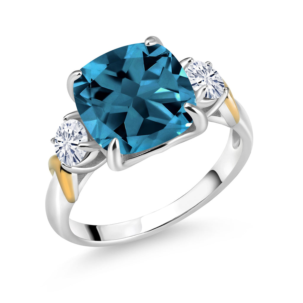 London Blue Topaz - November_5_Ring in 925 Sterling Silver and 10K Yellow Gold