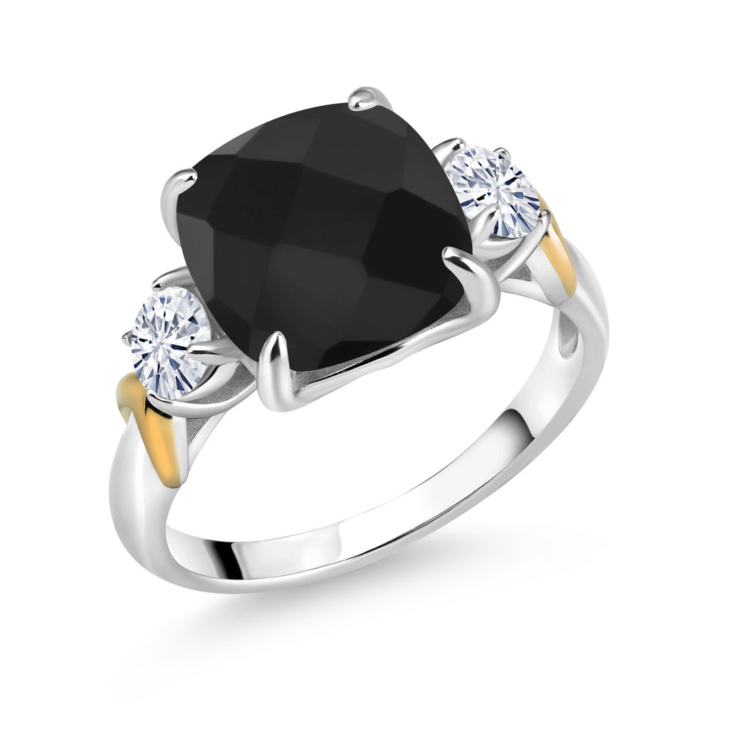 Onyx-Checkerboard - December_6_Ring in 925 Sterling Silver and 10K Yellow Gold