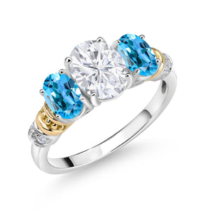 Ring in 925 Sterling Silver and 10K Yellow Gold
