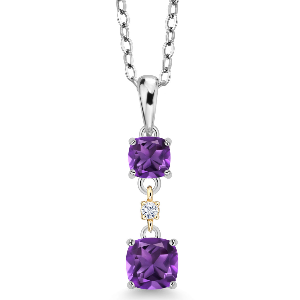 Purple Amethyst_Pendant in 925 Sterling Silver and 10K Yellow Gold