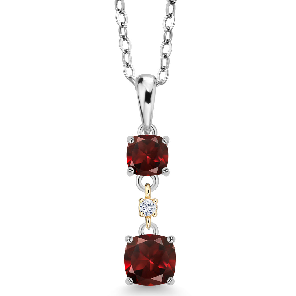 Red Garnet_Pendant in 925 Sterling Silver and 10K Yellow Gold