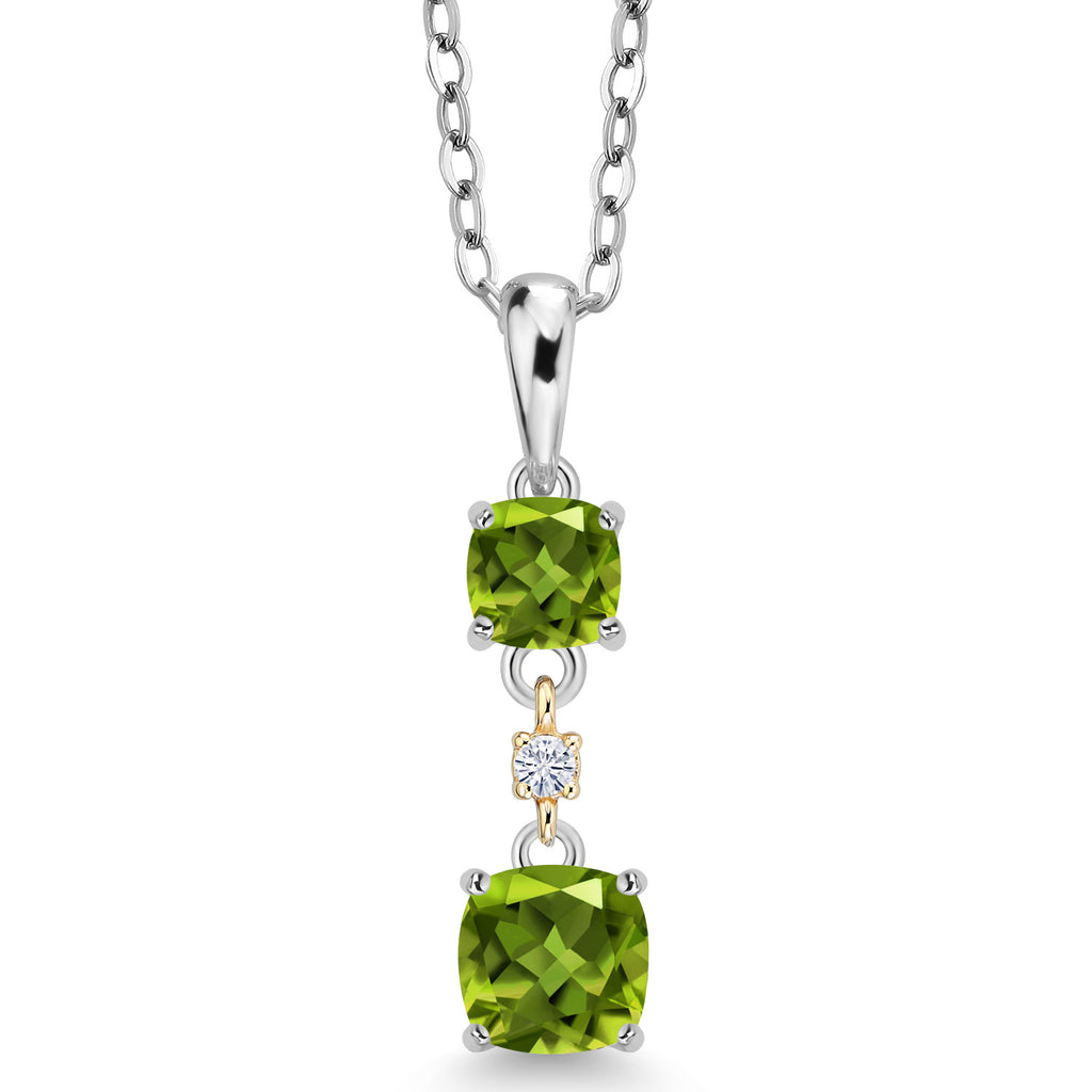 Green Peridot_Pendant in 925 Sterling Silver and 10K Yellow Gold