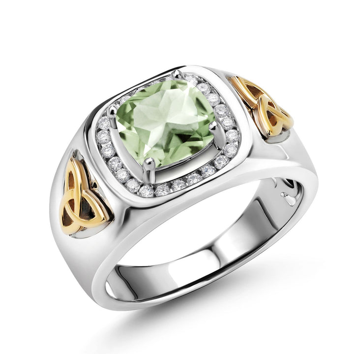 Prasiolite_10_Ring in 925 Sterling Silver and 10K Yellow Gold