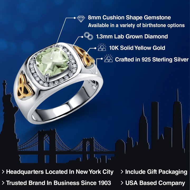 Ring in 925 Sterling Silver and 10K Yellow Gold