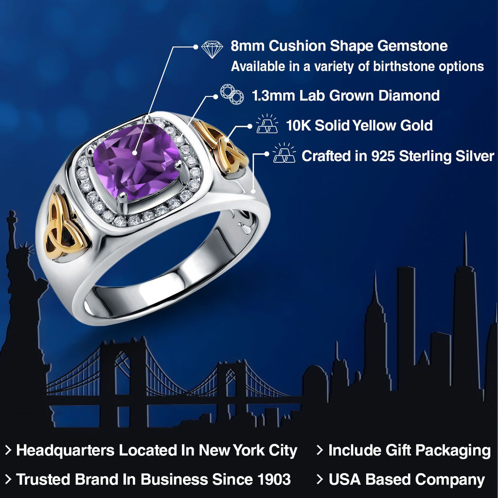 Amethyst - February_Ring in 925 Sterling Silver and 10K Yellow Gold